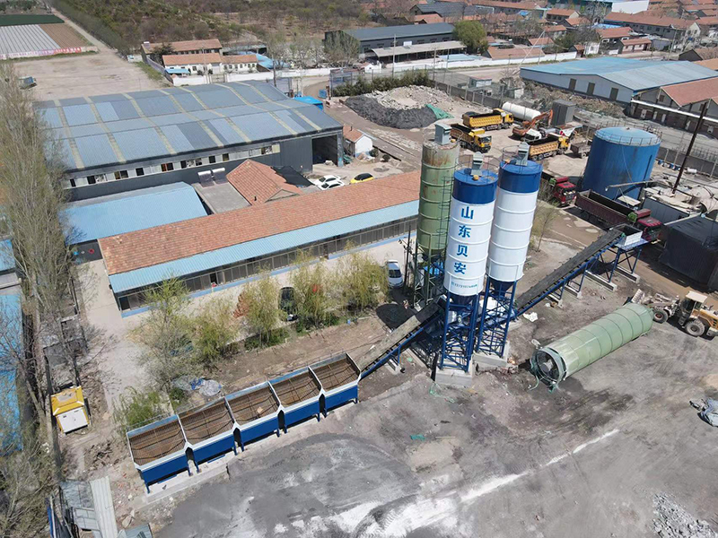 WDJ800型叠加式二次搅拌水稳拌和站配立式水泥仓