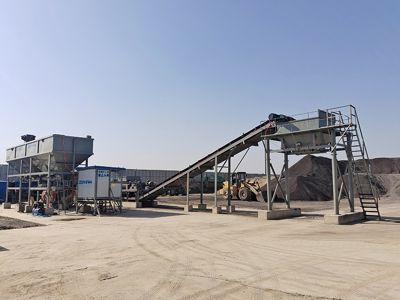 WDJ600型水稳拌合站配卧式水泥仓