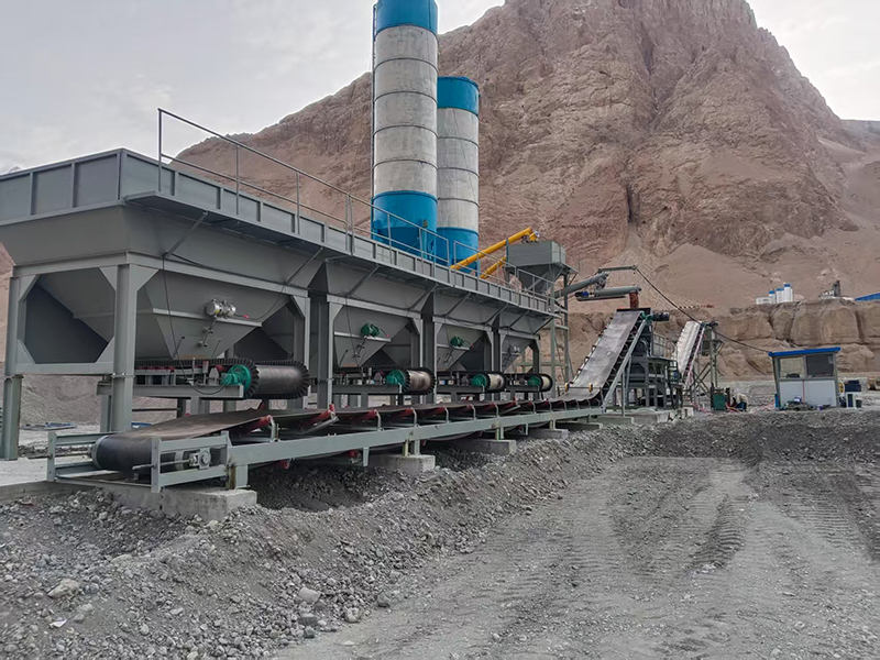 WDJ600型叠加式二次搅拌水稳拌和站配立式水泥仓