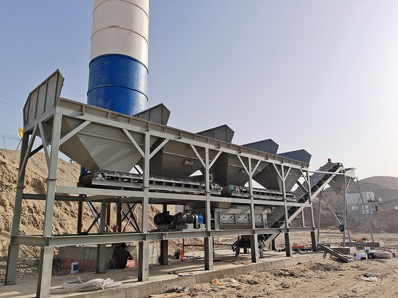 WDJ300型免基础水稳拌和站配立式水泥仓