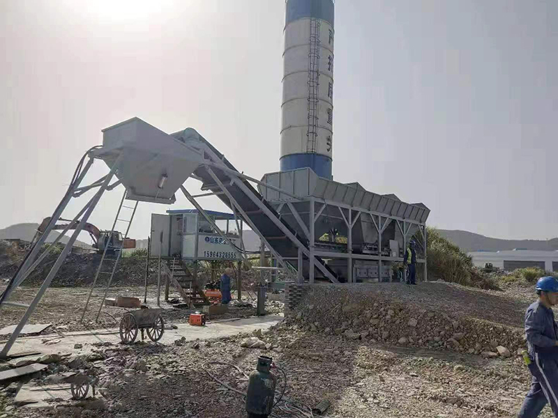 WDJ600型免基础水稳拌合站配立式水泥仓