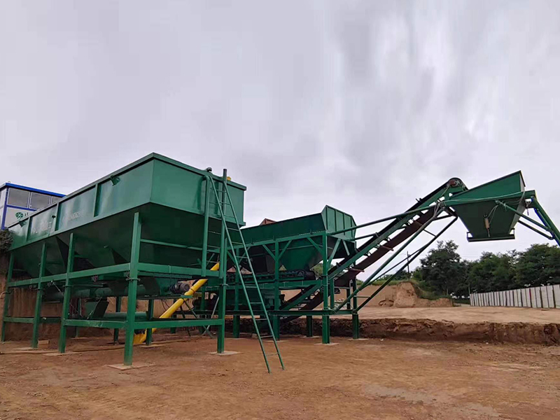 WDJ500型免基础稳定土拌合站配卧式水泥仓