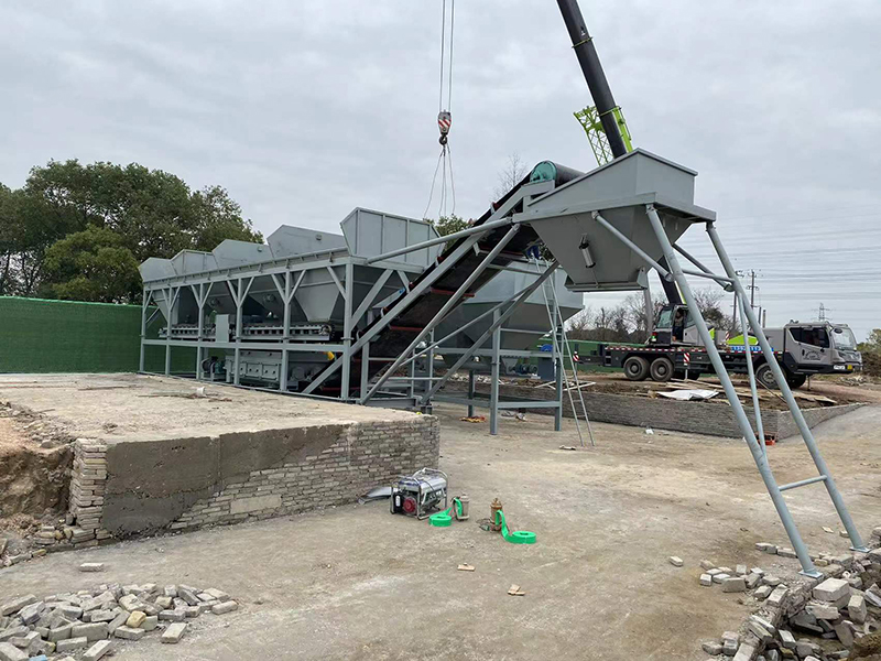 WDJ500型免基础稳定土拌和站配卧式水泥仓